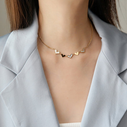 Gold Shell Heart Pendant Necklace for Women