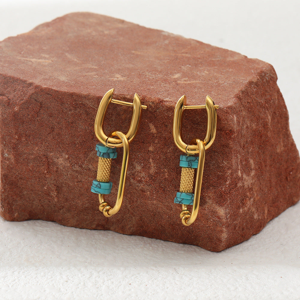 Gold Carabiner Drop Earrings for Women