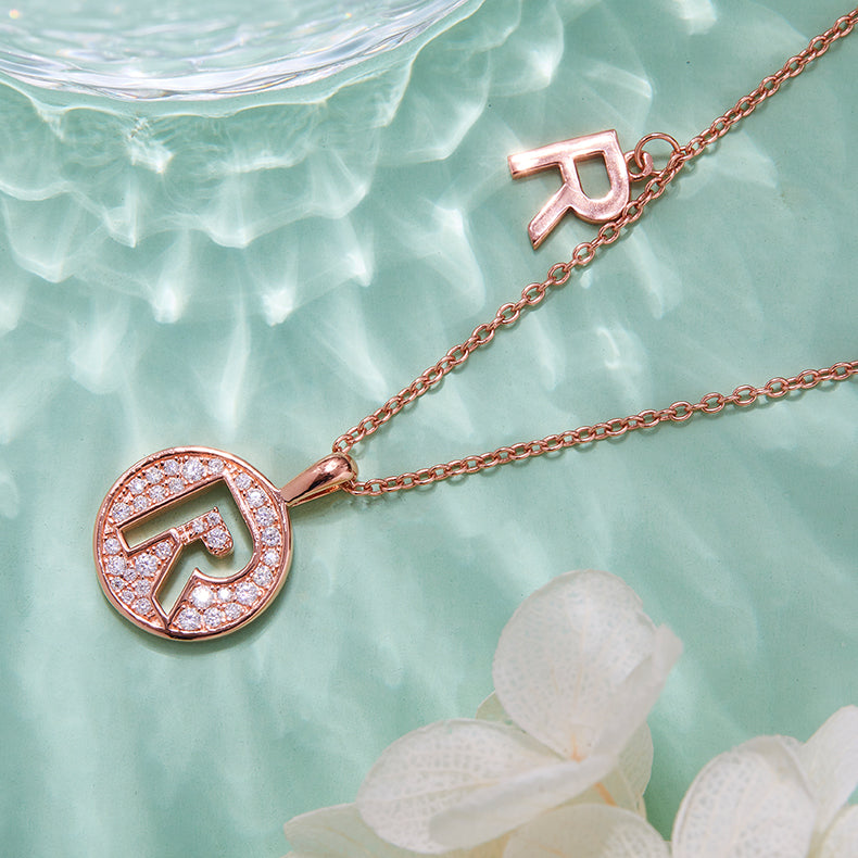 R Initial Moissanite Necklace