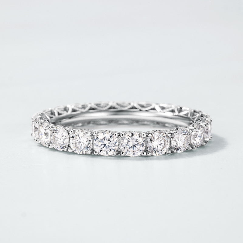 Geometric Hoop Diamond Ring For Women