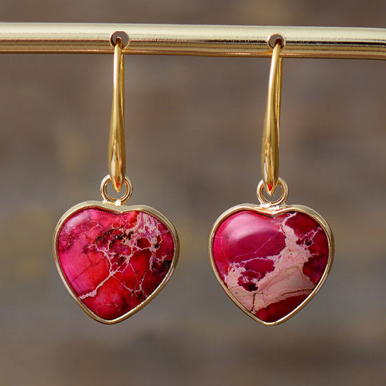 Natural Stone Heart Earrings for Women