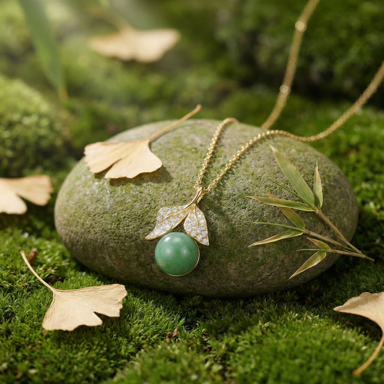 Sterling Silver Green Gemstone & Crystal Leaf Necklace