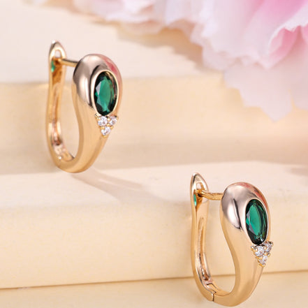Emerald Green Crystal Hoop Earrings