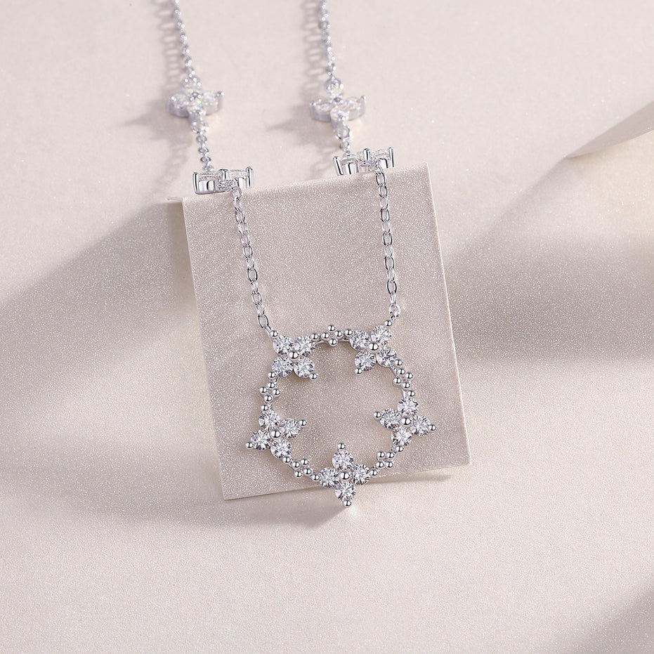 Iris Hexagon Moissanite Necklace | Platinum-Plated S925 Silver