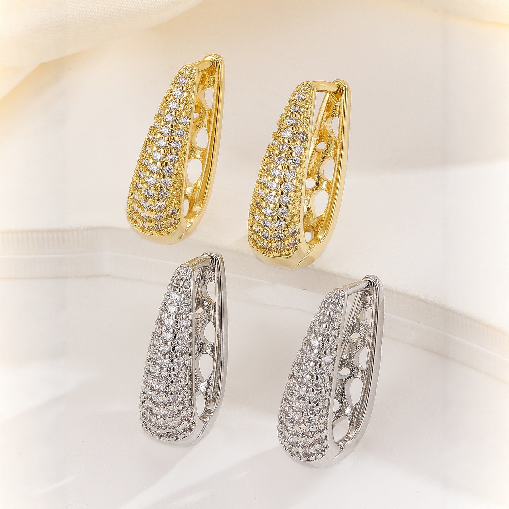 Elegant Full Diamond Copper Earrings