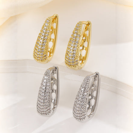 Elegant Full Diamond Copper Earrings