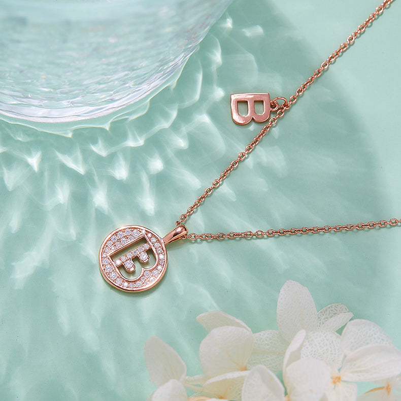 B Initial Moissanite Necklace