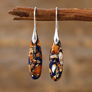 Gold Plated Emperor Stone Drop Earrings