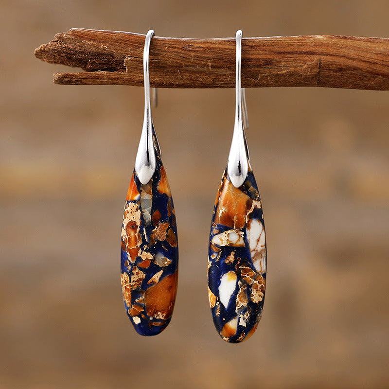 Gold Plated Emperor Stone Drop Earrings