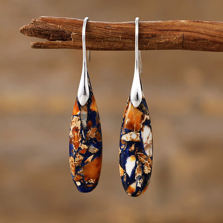 Gold Plated Emperor Stone Drop Earrings