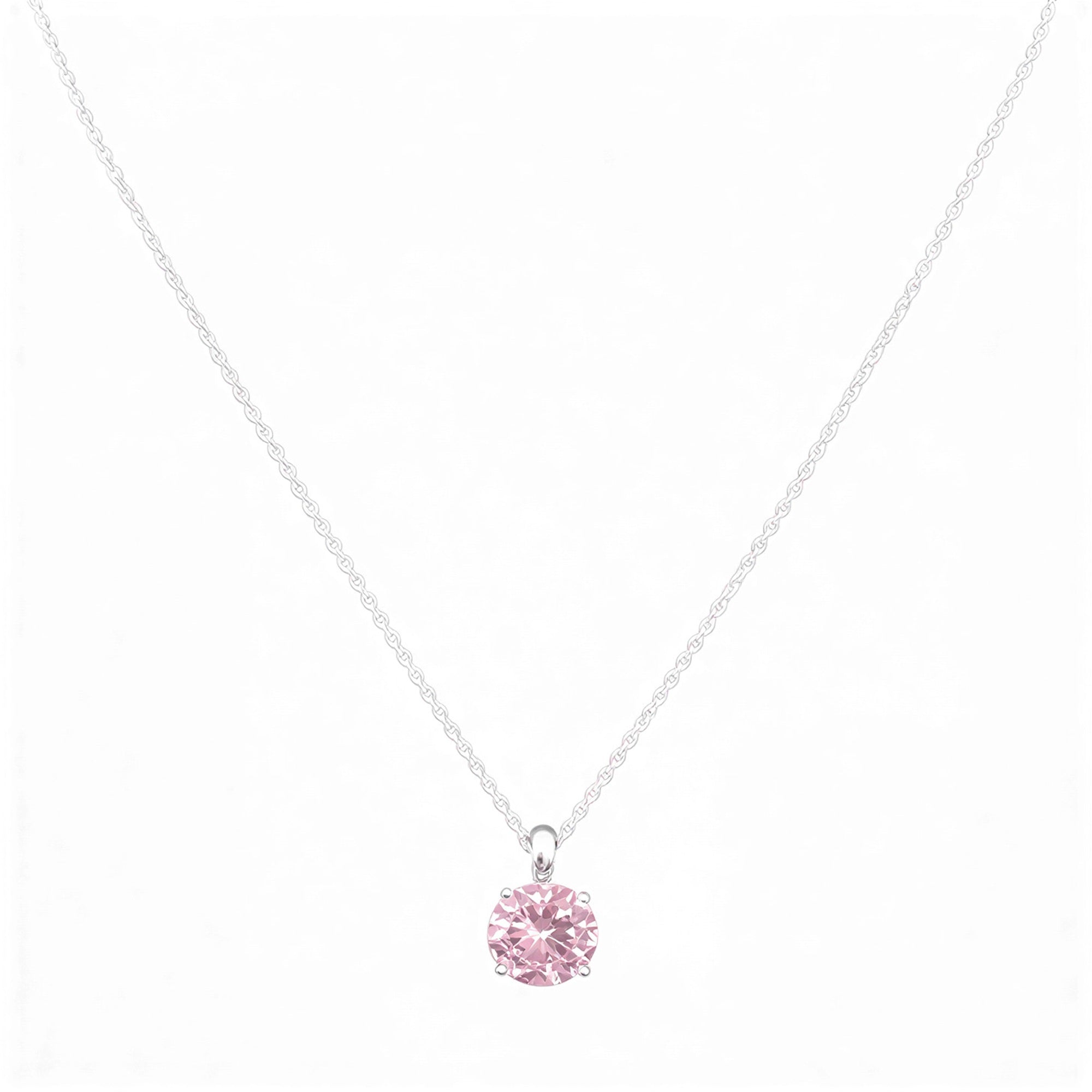 Pink or Silver crystal diamond pendant necklace chain
