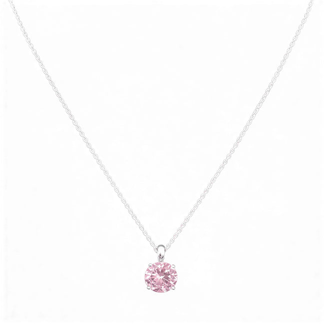 Pink or Silver crystal diamond pendant necklace chain