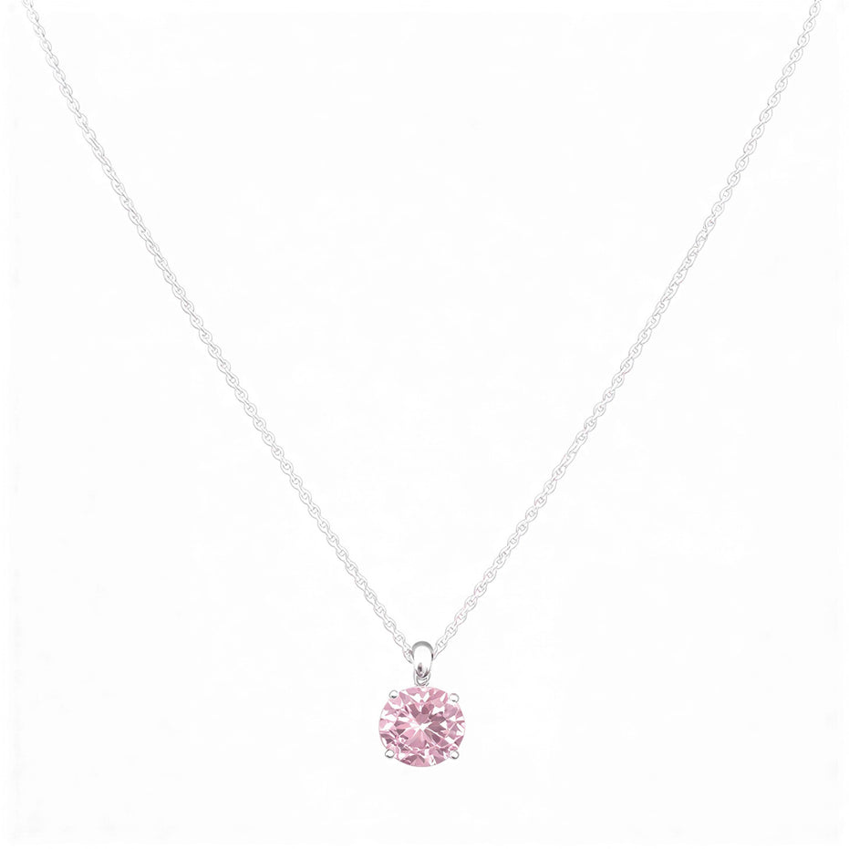 Pink or Silver crystal diamond pendant necklace chain