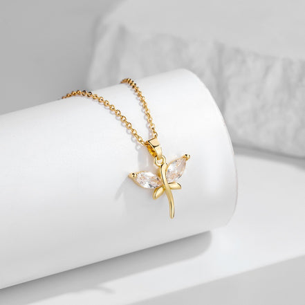 Zircon Dragonfly Necklace for Women