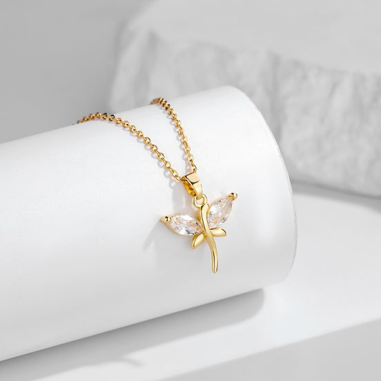 Zircon Dragonfly Necklace for Women