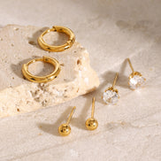 Gold Hoop & Crystal Stud Earring Set