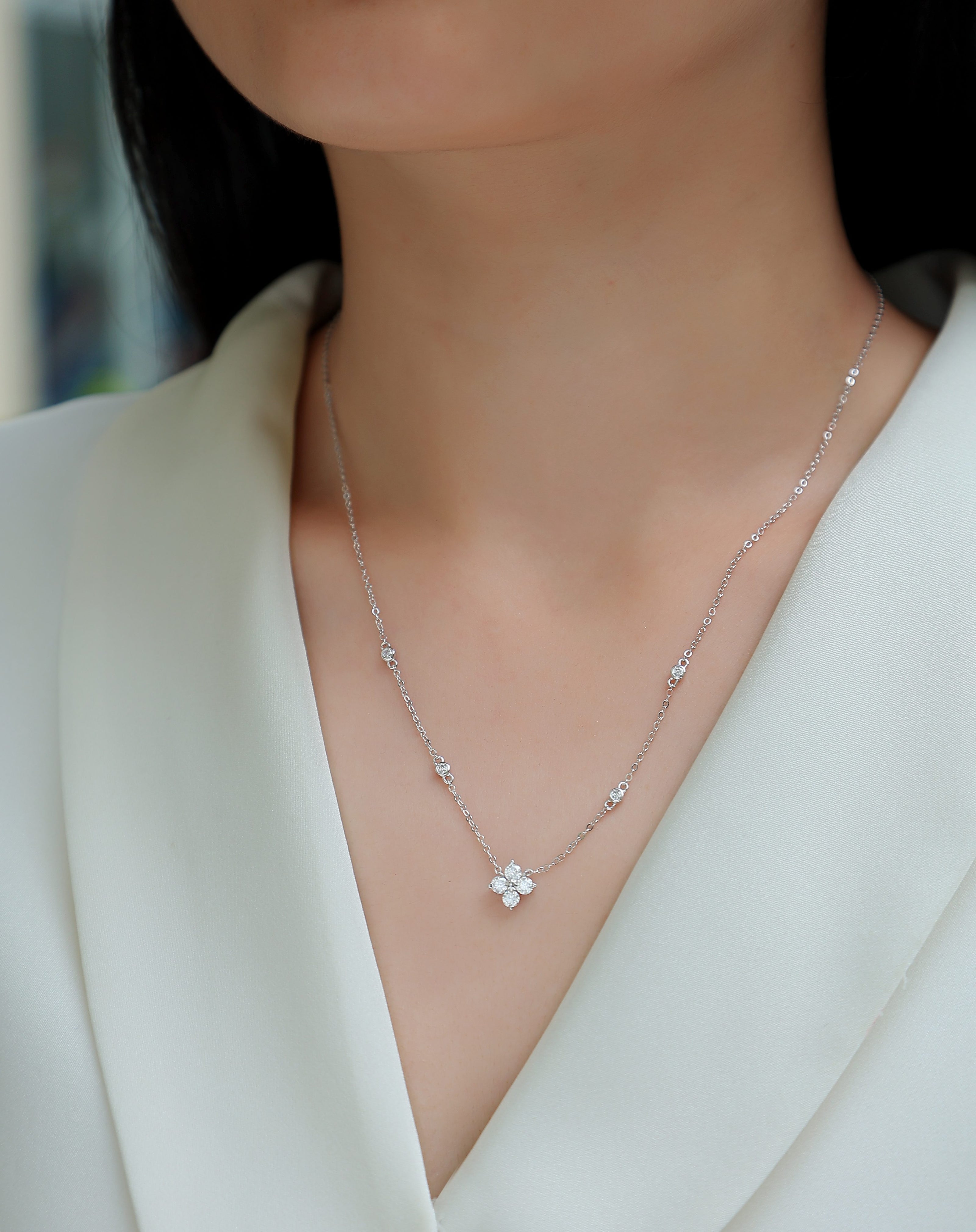 Star Moissanite Pendant Necklace | Platinum-Plated S925 Silver