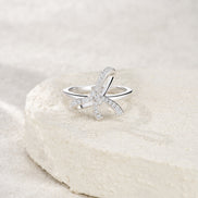 Morganite Halo Ring | Platinum-Plated S925 Silver | Minimalist