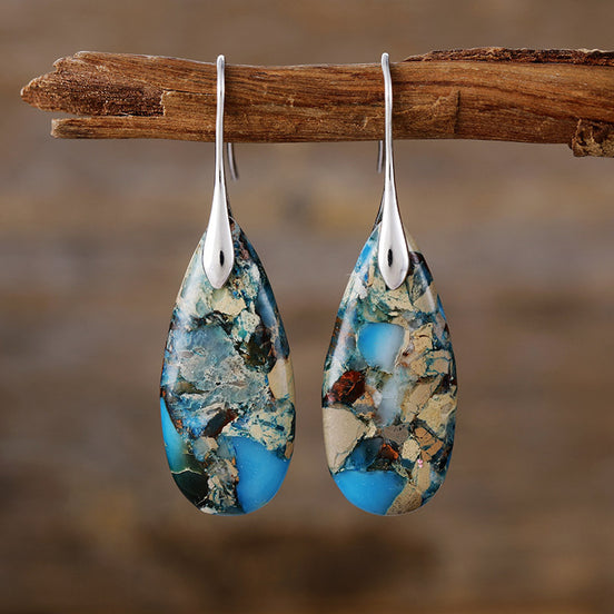 Turquoise Mosaic Teardrop Earrings