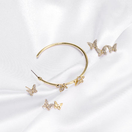 New butterfly earring set combination