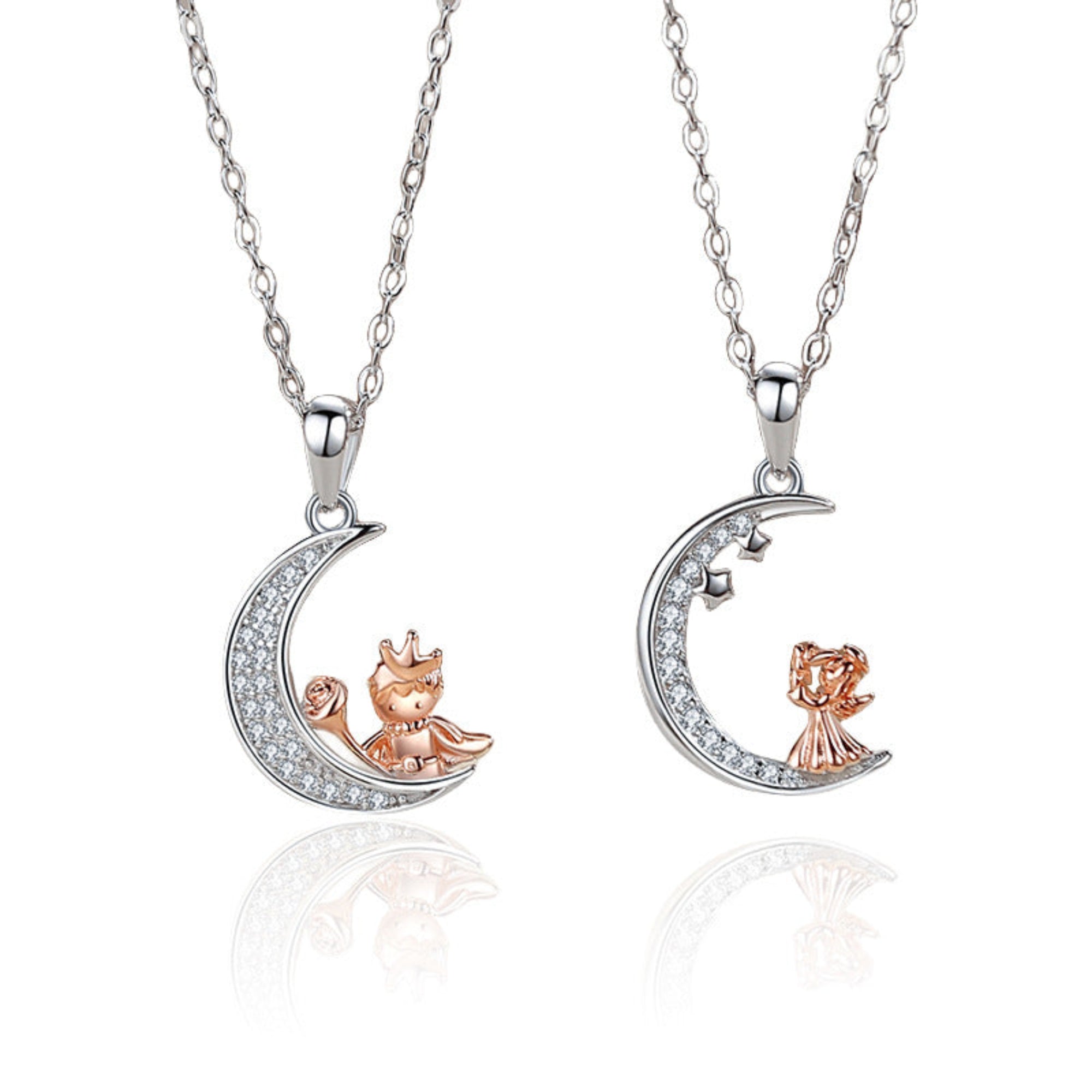 Diamond Moon Glossy Pendant Necklace