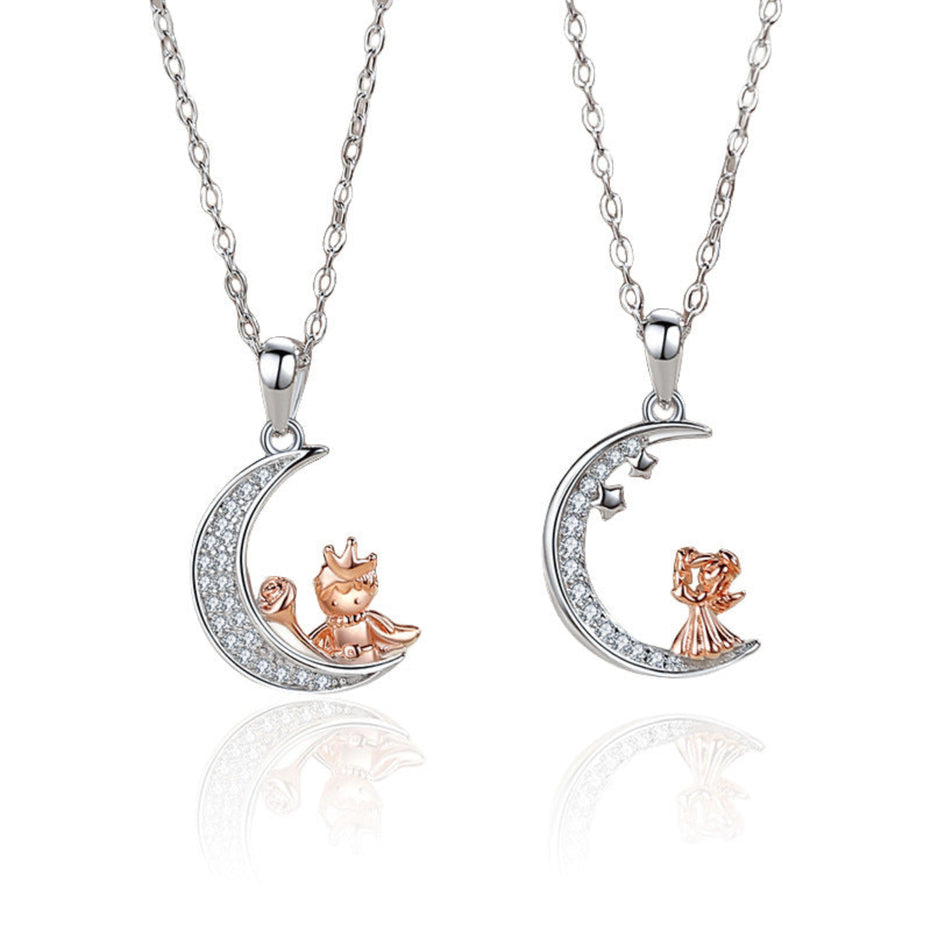 Diamond Moon Glossy Pendant Necklace