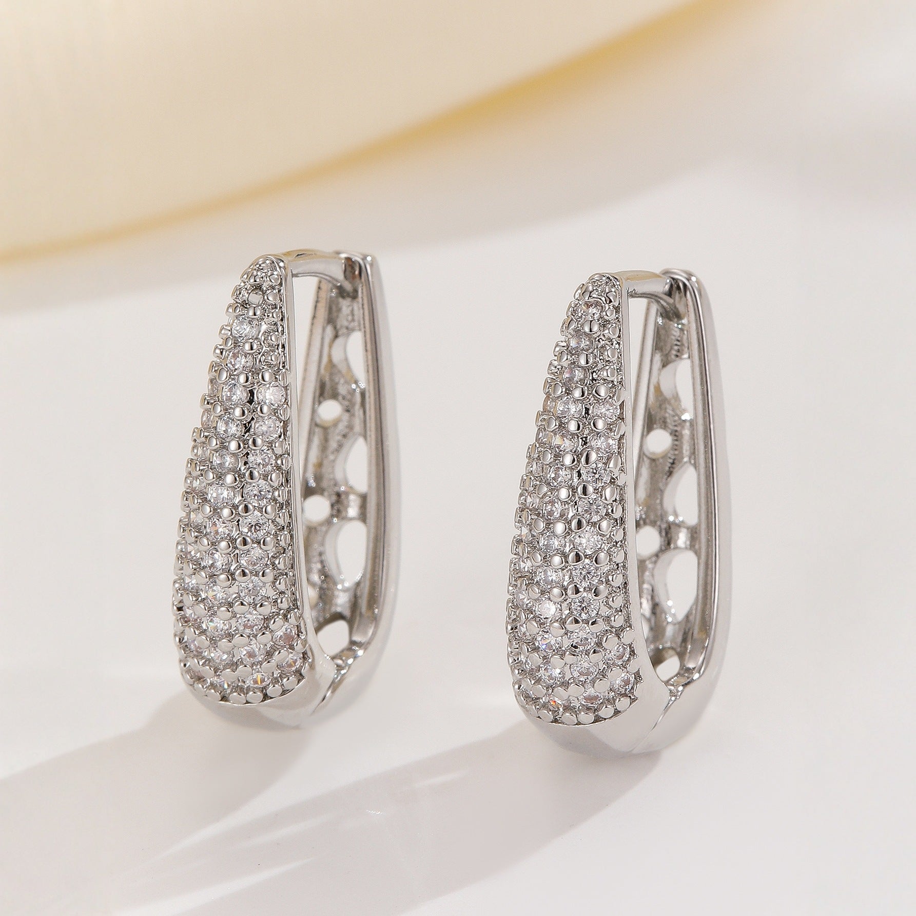 Elegant Full Diamond Copper Earrings