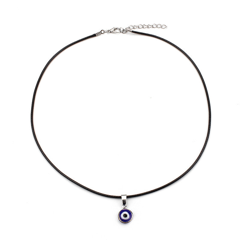 Evil Eye Pendant Black Short Necklace