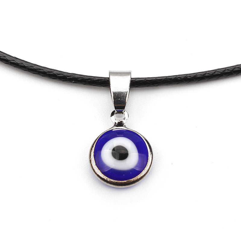 Evil Eye Pendant Black Short Necklace