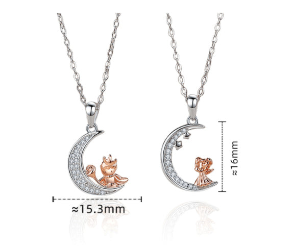 Diamond Moon Glossy Pendant Necklace