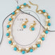 Pearl & Turquoise Necklace Earrings Set