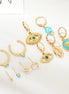 Gold Turquoise Personalized 10 Pieces Earring Set