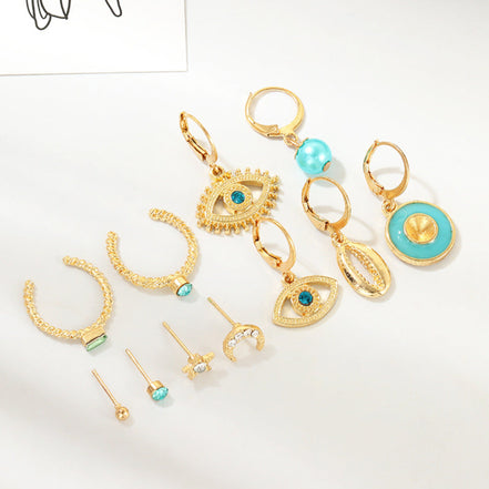 Gold Turquoise Personalized 10 Pieces Earring Set