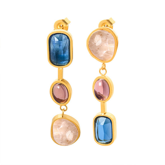 Crystal & Stone Drop Earrings for Women
