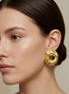 Textured Gold Circle Statement Earrings