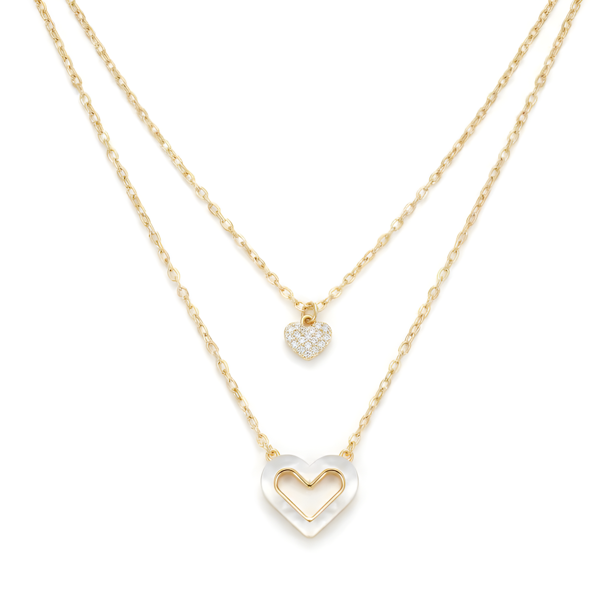 Gold Layered Double Heart Necklace