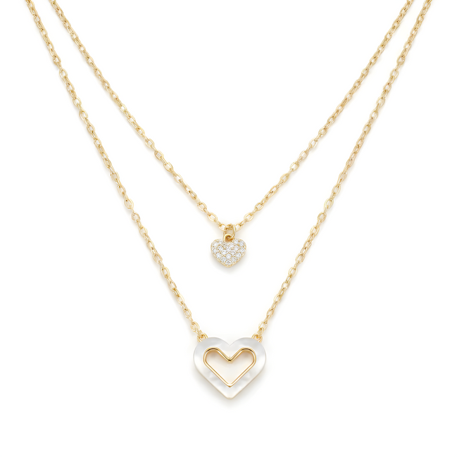 Gold Layered Double Heart Necklace