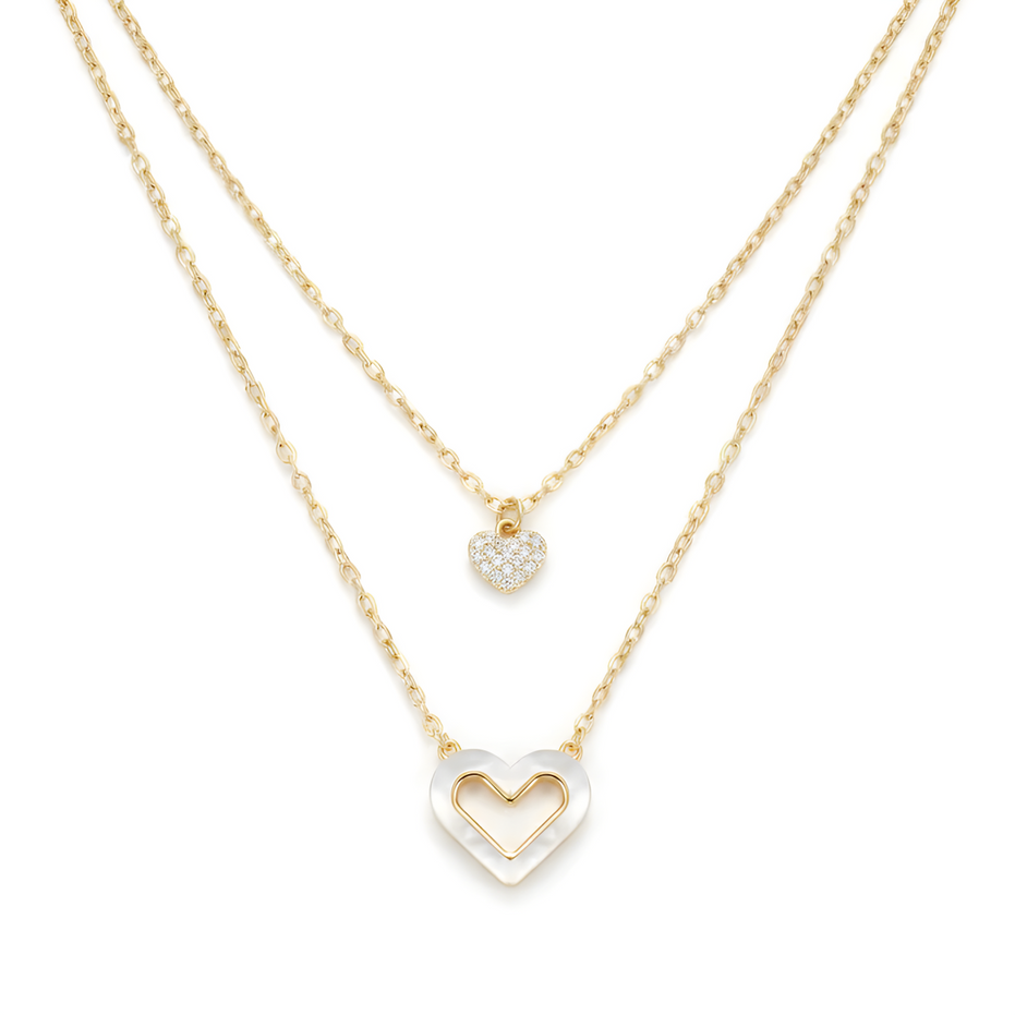 Gold Layered Double Heart Necklace