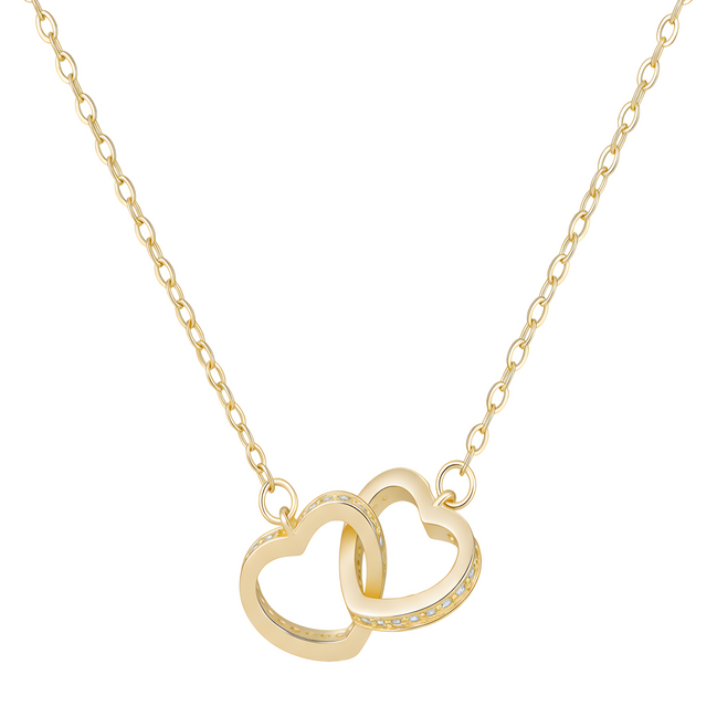 Gold Interlocking Double Heart Necklace