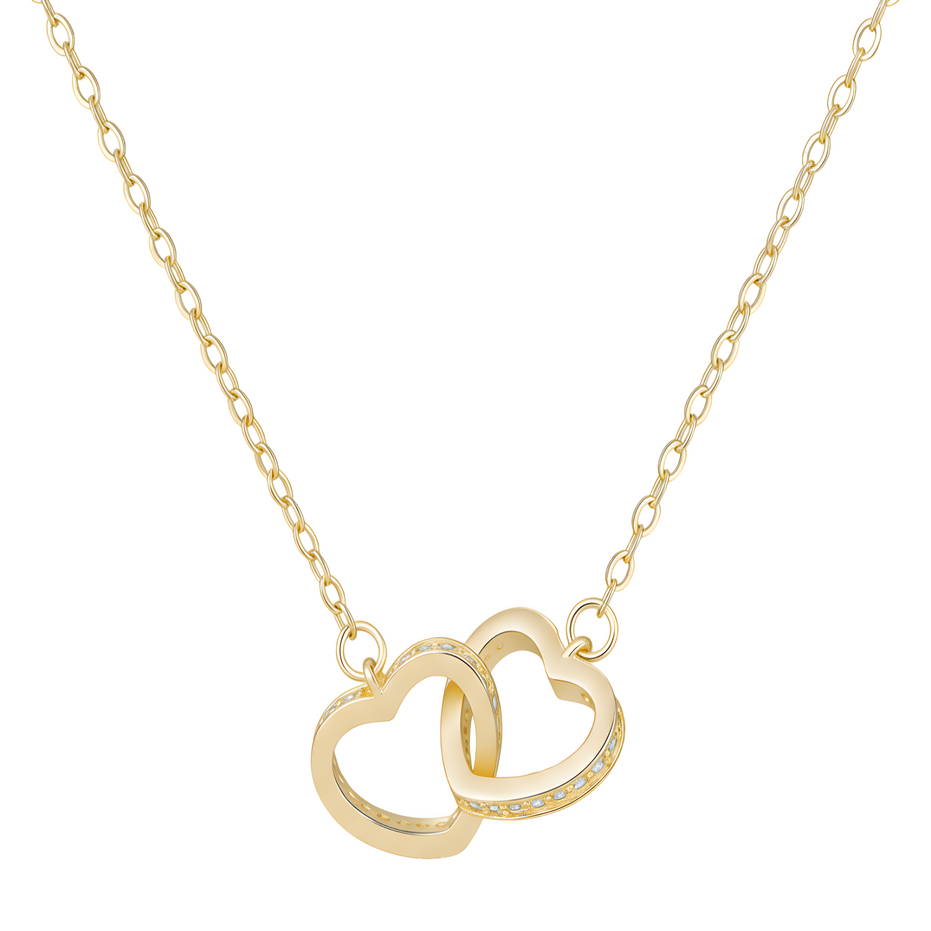 Gold Interlocking Double Heart Necklace