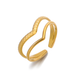 Textured Adjustable Cuff Gold Open Heart Ring