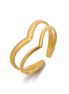 Textured Adjustable Cuff Gold Open Heart Ring