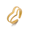 Textured Adjustable Cuff Gold Open Heart Ring