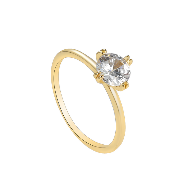 Minimalist Gold Solitaire Engagement Ring