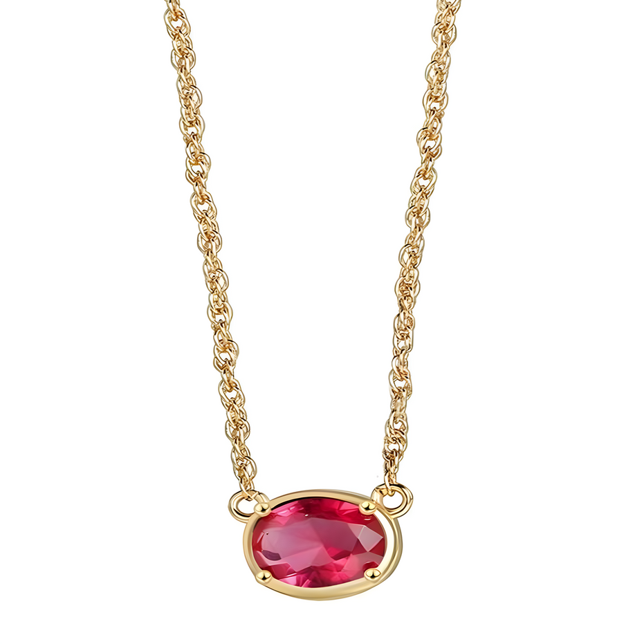 Gold Plated Ruby Red Pendant Necklace