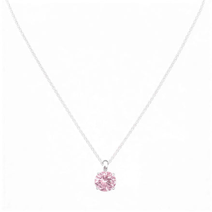 Pink or Silver crystal diamond pendant necklace chain