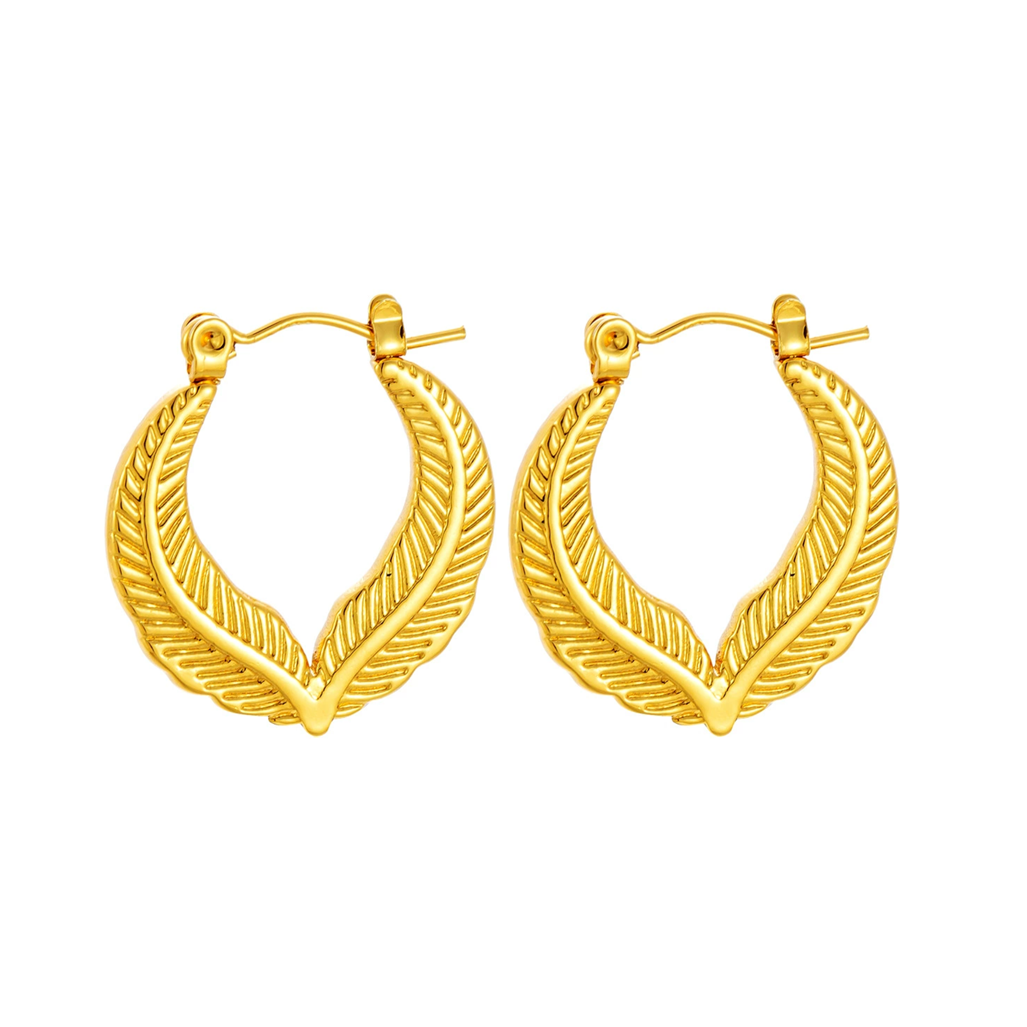 Gold Leaf Hoop Earrings