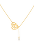 Heart Lariat Necklace with Pearl Charm