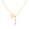Heart Lariat Necklace with Pearl Charm