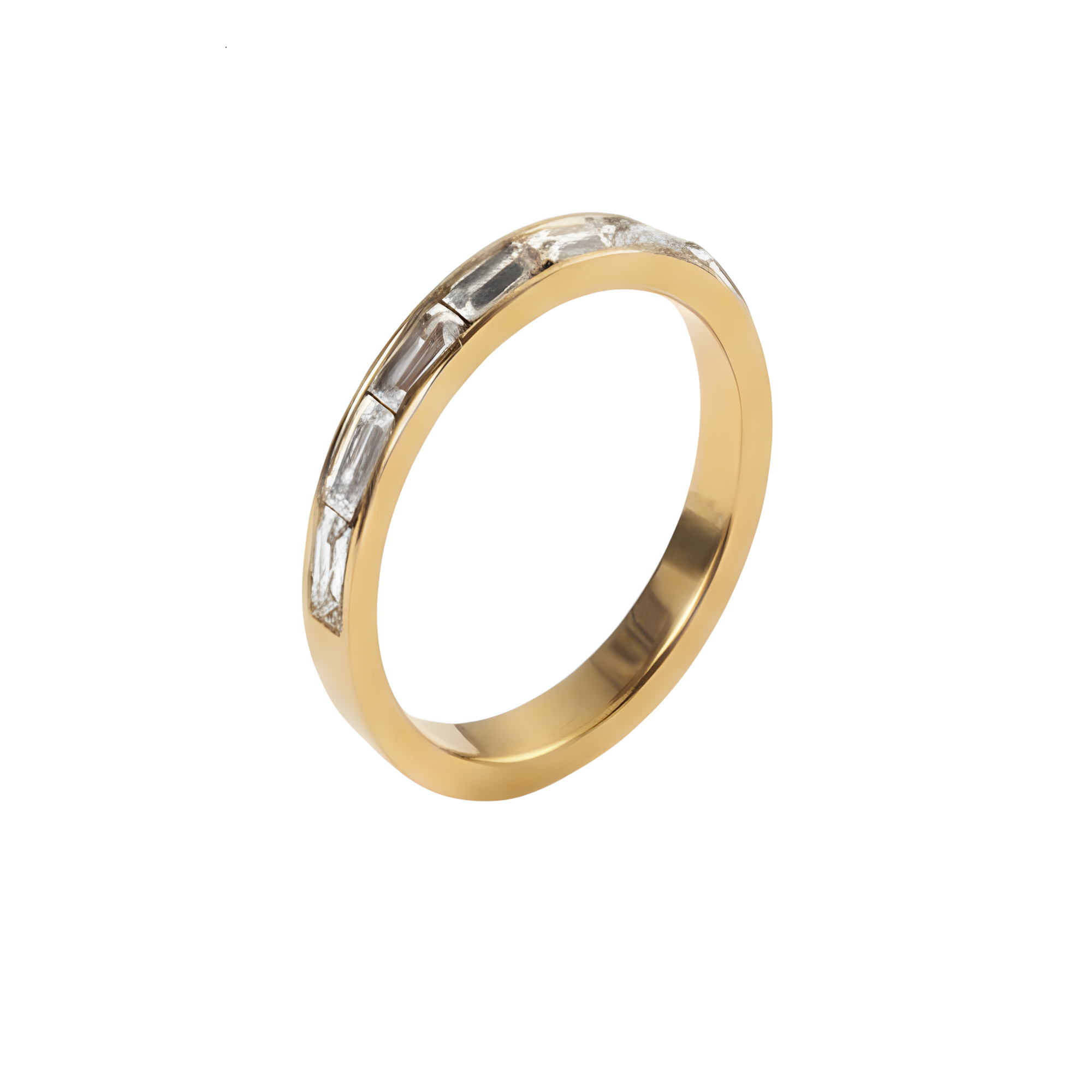 Slim Gold Channel Set CZ Wedding Band Ring